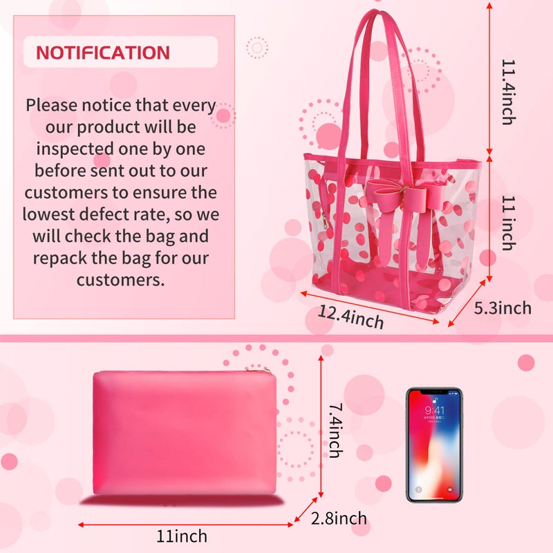 PG6 Women Waterproof PVC Clear Tote Bags Shoulder Handbag Beach Bag Shopping Work Bag - Image 2